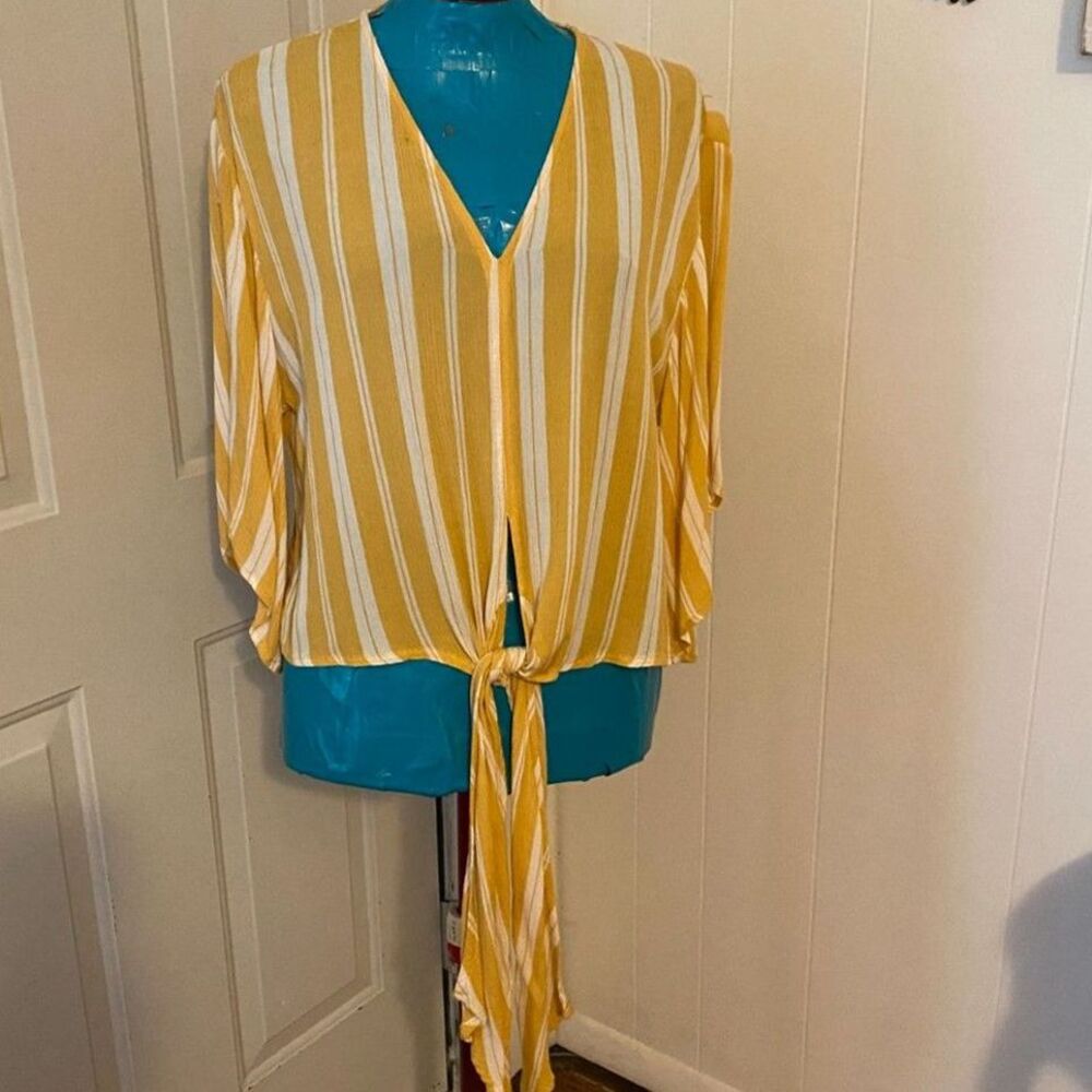 Jolt Boho V-Neck Bell 3/4 Bell Sleeve Rayon Womens Top Size S